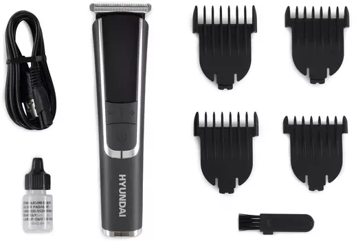 Триммер Hyundai H-HT6061, Дисплей, насадок 4, серебристый/черный (H-HT6061)