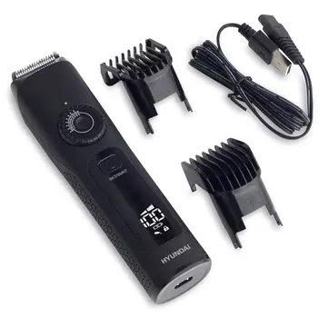 Триммер Hyundai H-HT6065, Дисплей, режимов 2, насадок 2, черный (H-HT6065)