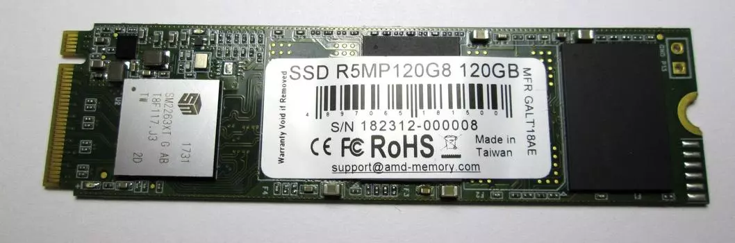 Твердотельный накопитель (SSD) AMD 120Gb Radeon R5, 2280, M.2, NVMe (R5MP120G8)
