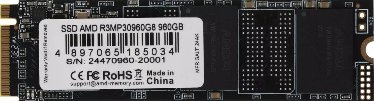 Твердотельный накопитель (SSD) AMD 960Gb Radeon R3 R3MP30960G8, 2280, M.2, NVMe (R3MP30960G8) Retail