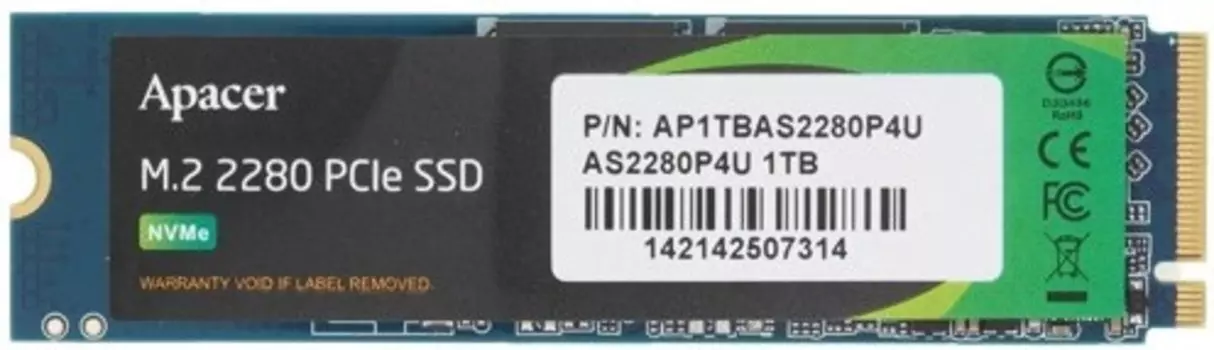 Твердотельный накопитель (SSD) Apacer 1Tb AS2280P4U, 2280, M.2, NVMe (AP1TBAS2280P4U-1)