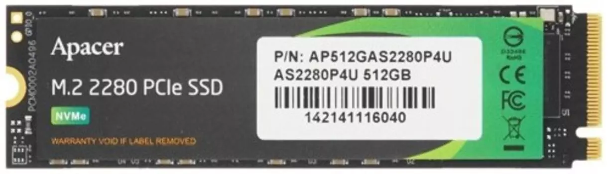 Твердотельный накопитель (SSD) Apacer 512Gb AS2280P4U, 2280, M.2, NVMe (AP512GAS2280P4U-1)