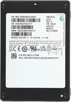Твердотельный накопитель (SSD) DELL 960Gb PM1643a, 2.5", SAS 12Gb/s (MZILT960HBHQ-00007_DELL)
