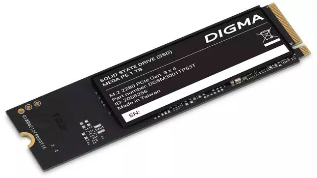 Твердотельный накопитель (SSD) Digma 1Tb Mega P5 DGSM3001TP53T, 2280, PCI-E 3.0 x4, NVMe (DGSM3001TP53T) Retail
