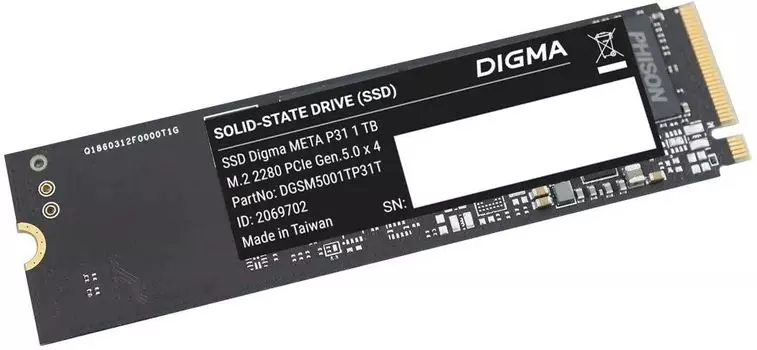 Твердотельный накопитель (SSD) Digma 1Tb Meta P31 DGSM5001TP31T, 2280, PCI-E 5.0 x4, NVMe (DGSM5001TP31T) Retail