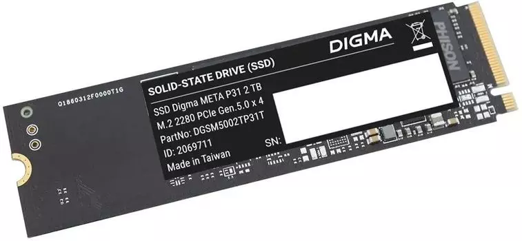 Твердотельный накопитель (SSD) Digma 2Tb Meta P31 DGSM5002TP31T, 2280, PCI-E 5.0 x4, NVMe (DGSM5002TP31T) Retail