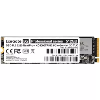 Твердотельный накопитель (SSD) Exegate 512Gb NextPro+ KC4000TP512, 2280, PCI-E 4.0 x4, NVMe (EX297592RUS) Bulk (OEM)