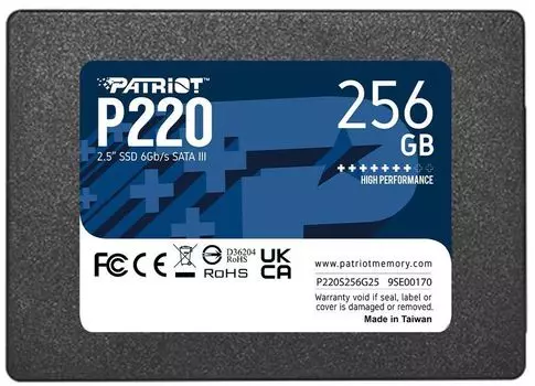 Твердотельный накопитель (SSD) Patriot 256Gb P220, 2.5", SATA3 (P220S256G25) Retail