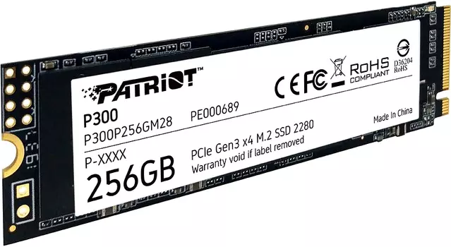 Твердотельный накопитель (SSD) Patriot 256Gb P300, 2280, M.2, NVMe (P300P256GM28)