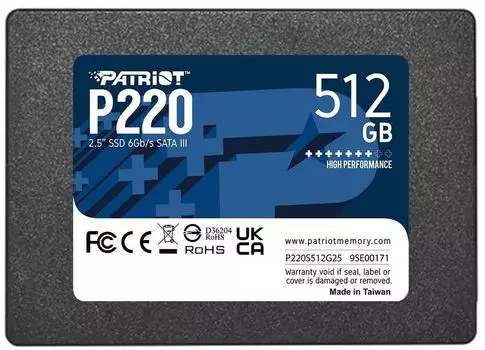 Твердотельный накопитель (SSD) Patriot 512Gb P220, 2.5", SATA3 (P220S512G25) Retail