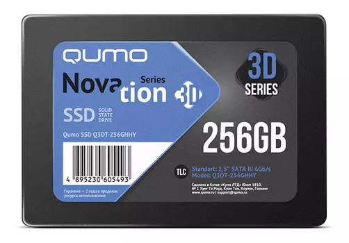 Твердотельный накопитель (SSD) Qumo 256Gb Novation 3D TLC Q3DT-256GHHY, 2.5", SATA3 (Q3DT-256GHHY) Bulk (OEM)