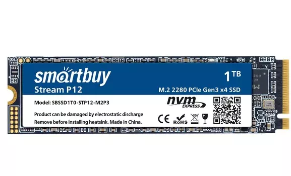 Твердотельный накопитель (SSD) SmartBuy 1Tb Stream P12, 2280, PCI-E, NVMe (SBSSD1T0-STP12-M2P3) Retail