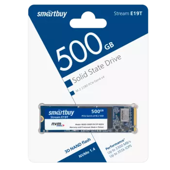 Твердотельный накопитель (SSD) SmartBuy 500Gb Stream E19T, 2280, M.2, NVMe (SBSSD-500GT-PH19T-M2P4)