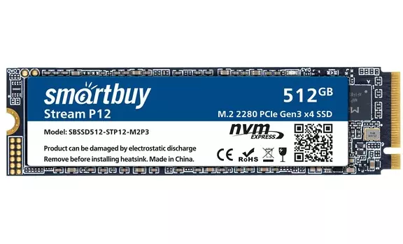 Твердотельный накопитель (SSD) SmartBuy 512Gb Stream P12, 2280, PCI-E, NVMe (SBSSD512-STP12-M2P3) Retail