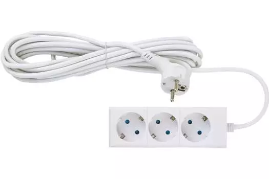 Удлинитель Duwi, 3-розетки, 5м, белый (32057 9)