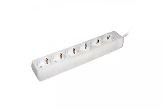 Удлинитель IEK У06, 6-розеток, 3м, белый (WYP10-16-06-03-Z-N)