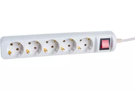 Удлинитель Эра, 5-розеток, 1.5м, белый (Б0035756)