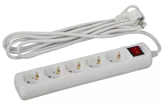 Удлинитель Эра, 5-розеток, 5м, белый (Б0035758)