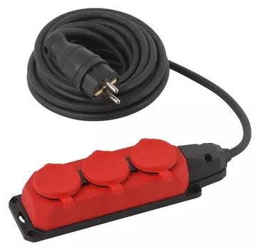 Удлинитель Эра UK-3e-3x1,5-5m-IP44(KG), 3-розетки, 5 м, черный/красный (Б0057579)