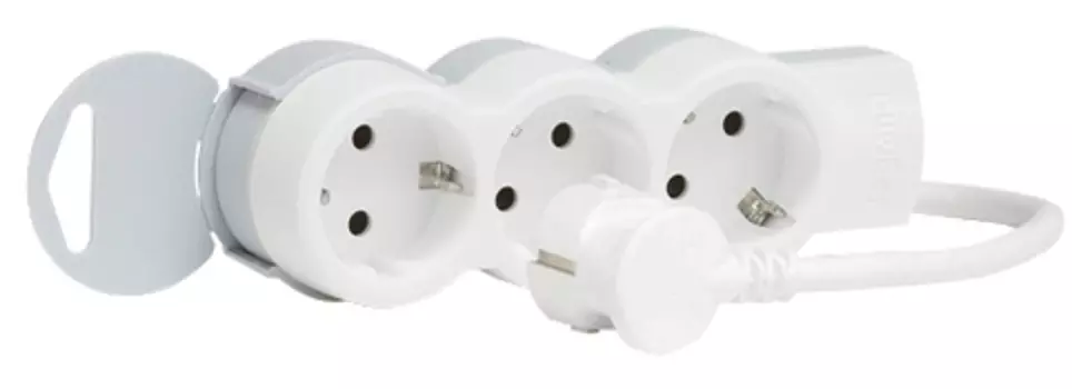 Удлинитель Legrand 3X2К+З, 3-розетки, 1.5м, белый (695001)