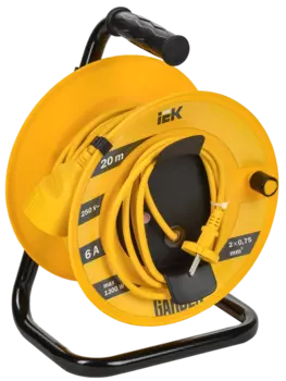 Удлинитель на катушке IEK Garden УК20, 1-розетка, 20 м, желтый (GD-KP40-06-01-20)