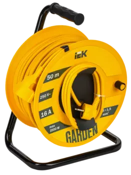 Удлинитель на катушке IEK Garden УК50, 1-розетка, 50 м, желтый (GD-KP20-16-01-50)