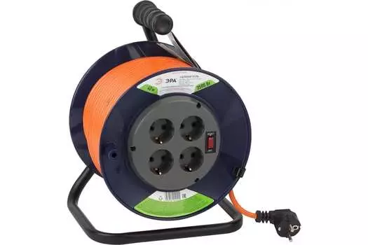 Удлинитель на катушке Эра, 4-розетки, 40м, оранжевый (Б0046836)