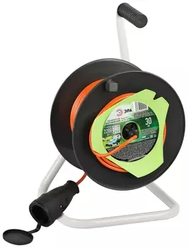 Удлинитель на катушке Эра RP-1-2x1-30m, 1-розетка, 30 м, черный/оранжевый (Б0059770)