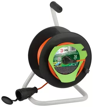 Удлинитель на катушке Эра RP-1-2x1-20m, 1-розетка, 20 м, черный/оранжевый (Б0059769)