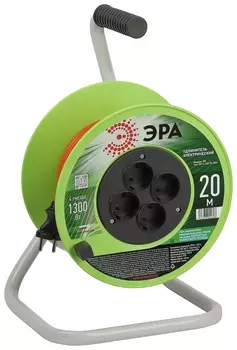 Удлинитель на катушке Эра RP-4-2x0.75-20m, 4-розетки, 20 м, зеленый/оранжевый (Б0059779)