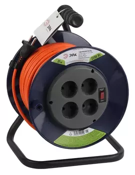 Удлинитель на катушке Эра RPx-4s-2x1.0-30m, 4-розетки, 30м, синий/оранжевый (Б0046843)