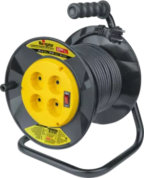 Удлинитель на катушке Navigator NPE-R-04-30-X-2x0.75, 4-розетки, 30 м, черный/желтый (93901)