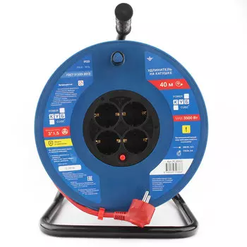 Удлинитель на катушке PowerCube PC20502, 4-розетки, 40м, красный