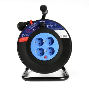Удлинитель на катушке Smartbuy SBE-16-4-20-Z, 4-розетки, 20м, черный