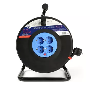 Удлинитель на катушке Smartbuy SBE-16-4-50-Z, 4-розетки, 50м, черный