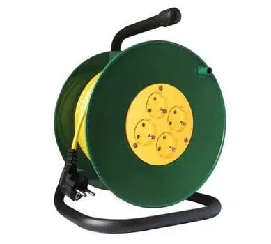 Удлинитель на катушке Союз, 4-розетки, 30м, зеленый/желтый ( 481S-3503)