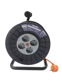 Удлинитель на катушке TOKOV ELECTRIC, 4-розетки, 20 м, черный/оранжевый (TKE-SK20-075-Z)