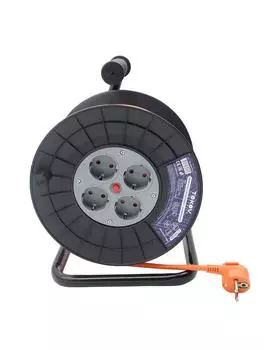 Удлинитель на катушке TOKOV ELECTRIC, 4-розетки, 30 м, черный/оранжевый (TKE-SK30-15-Z)