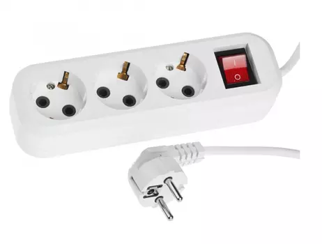 Удлинитель Сибин У-30В, 3-розетки, 5 м, белый (55036-5)