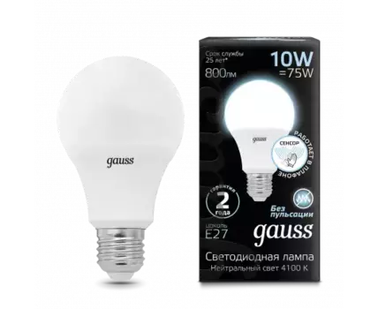 Умная лампа gauss, 10Вт, 800лм, 4100К, E27, белый (102502210-M)