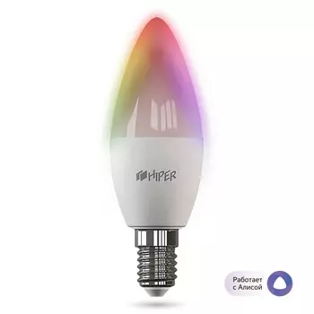 Умная лампа HIPER IoT C1 RGB, 6Вт, 520лм, 2700-6500K, E14, WiFi, белый (HI-C1 RGB)