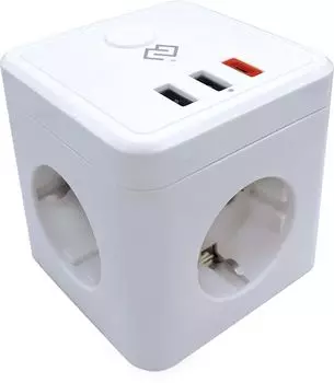 Умный сетевой фильтр Digma DiPlug Cube 1, розеток: 3, 2.3 кВт, 10А, USB: 3, WiFi, 1.5 м, белый (DPC13S)