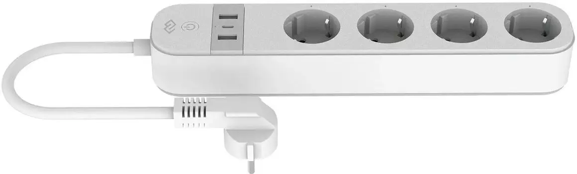 Умный сетевой фильтр Digma DiPlug Strip 55, розеток: 4, 3.68 кВт, 16А, USB: 3, WiFi, белый (DPS554S)