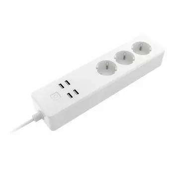 Умный сетевой фильтр Rubetek RE-3310, 3-розетки 10A 2500W, 4xUSB 2.4A, WiFi 802.11b/g/n 2.4GHz, 1.8m, белый