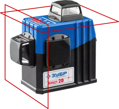 Уровень лазерный (нивелир), до 20 м, 0.3 мм/м, самовыравнивание, АКБ, 3xАА, ЗУБР Профессионал Крест-2D (34907)