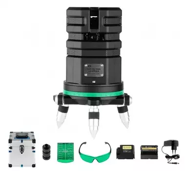 Уровень лазерный (нивелир) комбинированный, до 40 м, 0.1 мм/м, самовыравнивание, АКБ, 8xААА, кейс, ADA 6D Servoliner GREEN (А00622)