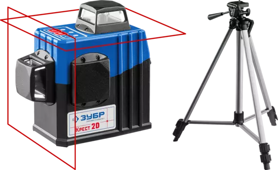 Уровень лазерный (нивелир) линейный, до 20 м, 0.3 мм/м, самовыравнивание, АКБ, 3xАА, ЗУБР Профессионал Крест-2D (34907-2)