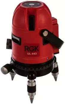 Уровень лазерный (нивелир) линейный, до 20м, ±2 мм на 10 м, самовыравнивание, 3xАА, кейс, RGK UL-443P (4610011870279)