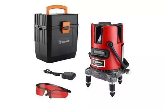 Уровень лазерный (нивелир) линейный, до 30 м, 1.5 мм/м, самовыравнивание, 3xАА, кейс, DEKO DKLL02RB SET 3 (065-0276)