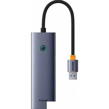 USB-концентратор Baseus BS-OH109, 3xUSB 3.0, серый космос + RJ45 (B0005280A813-01)